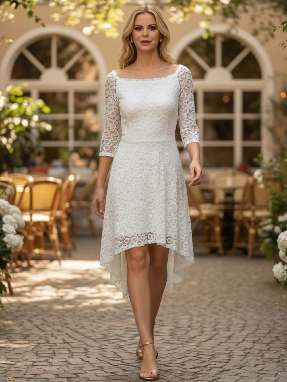 Dressystar Women's Stretchy White Lace Party Dance Wedding Dress Sz 2XL NWT!